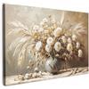 MuchoWow© Stampe Su Tela 60x40 cm Quadro Soggiorno Quadri Camera Da Letto Moderni Accessori Salotto Poster Da Parete Con Cornice Decorazione Muro Fiori - Vaso - Natura morta - Beige