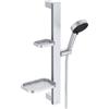 Ideal Standard Idealrain Alu+ Asta doccia, Soffione doccia a risparmio idrico con due tipi di getto (SilkRain e Rain) e ripiani regolabili - Argento (349x157x600 mm)