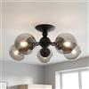 Licht-Erlebnisse Lampada da soffitto vetro fumé sfera nero metallo stile retrò soggiorno corridoio cucina 5 luci E27 larghezza 60 cm moderna