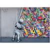 Giallobus - Quadro - Banksy - Bambino apre il sipario - Vetro acrilico - 100x70 - Pronto da appendere - Quadri moderni per la casa