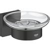 GROHE Quickfix Start Cube, Portasapone con Supporto Montaggio a Parete, Fissaggio Nascosto, con Viti e Tasselli, 125 mm, Facile da Montare Quickglue, Nero Opaco, 410962430