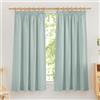 PONY DANCE Tende Cameretta Bambini e Cucina con Fettuccia Tende Lino Semitrasparenti per Interni Curtains Corte per Salotto e Soggiorno 2 Pezzi L 140 x A 160 CM, Verde Chiaro