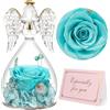 Yamonic Festa della Mamma Idee Regalo,Rosa Eterna Regalo Donna, Rosa Stabilizzata con Angelo di Vetro Regali Mamma Compleanno, Angeli Custodi Regali Nonna, Fiori Eterni con Statuette Angeli Natale
