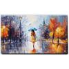 Giallobus - Quadro - 64 - Ragazza cammina nella pioggia - Tela Canvas Telaio Standard - 70x40 - Pronto da appendere - Quadri moderni per la casa