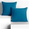 DecoKing Set di 2 federe 40 x 40 * 2 cm, jersey 100% cotone pettinato, chiusura a cerniera Blu Amber