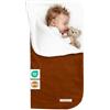 MIMUSELINA Sacco Nanna Invernale 0-6 Mesi Universale | Per Passeggino, Culla e Ovetto | Copertina Neonato Invernale Cotone Morbido e Caldo | 2 in 1: Sacco 92x46 cm o Coperta 92x92 cm (Espresso)