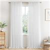 MRTREES Tende Lino Semitrasparenti per Interni Bianche Camera da Letto Soggiorno Moderne 2 Pezzi 140x250 cm Tenda Bianca Salotto Tende Cucina Porta Finestra con Passanti Nascosti