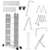 LZQ, scala multiuso in alluminio, 4 x 5, 550 cm, 6 in 1, multifunzione, pieghevole, per uso domestico, per fare dei lavori