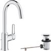 GROHE 24203002 Quickfix Start, Miscelatore Monocomando per Lavabo Taglia L, Strumento di Installazione Incluso, Cromo