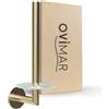 ovimar Porta rotolo di carta igienica di ricambio, colore oro, da incollare, 3M, in acciaio inox e vetro, per riporre rotoli di carta igienica senza fori, autoadesivo, fino a 2 rotoli, anche come