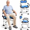 BAKAJI Sedia da Doccia per Anziani, Disabili e Persone con Mobilità Ridotta, Sedile Ergonomico e Struttura in Alluminio Resistente, Sgabello Bagno Altezza Regolabile, Piedi Antiscivolo, Capacità 130kg