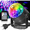 Gobikey Luci discoteca, 360° rotante con controllo musicale, palla da discoteca per feste con telecomando e cavo da 2 metri, 15 effetti luminosi RGBP, ideale per feste in casa, compleanni, festività