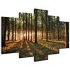 B&D XXL - Quadro 150x75 cm 5 Pezzi - Stampa su Tela Canvas con Struttura - Quadri Componibili Moderni Soggiorno Grandi - Murale Arte Decorazioni da Parete Decori - bosco Natur b-B-0027-b-o