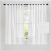 PONY DANCE Tende Bianche Cucina con Passanti 2 Pezzi 140x160 CM Tende Semitrasparenti Camera da Letto Moderne Curtains con Effetto Lino per Soggiorno