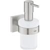 GROHE QUICKFIX Start Cube, Dispenser Sapone con supporto, Installazione a vite o con colla, Super Steel, 41098DC0