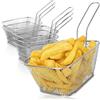 com-four® 6x mini cestello per patatine (14,5 x 11 x 7 cm) - Contenitore snack in acciaio inox 430 - Cestini fritti argentati con manico - Cestino da portata per cucina o buffet