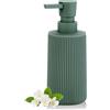 AJEUNGAIN Dispenser Sapone Bagno Verde, Moderno a Righe Dosatore Sapone Cucina Detersivo Piatti, 8.5 OZ Dispenser Sapone Mani Ricaricabile (Verde, Liquido)