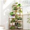 Bamworld Porta Piante da Interno ed Esterno 138.9 cm, Scaffale Angolare in Legno per Piante Multiple, Mensola per Balcone Giardino e Ufficio 05B