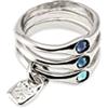 Uno de 50 UNOde50 Anello triplo in lega di metallo, placcato in argento Sterling, con cristalli sfaccettati, Gioielli artigianali, Design creativo