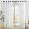 PONY DANCE Tende Trasparenti per Interni Tende Camera da Letto con Effetto Lino Decorazione Curtains Salotto Moderne con Anelli 2 Pezzi 140x210 CM, Bianche