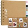 Vienrose DIY Scrapbook Album 20,5x20,5 cm Copertina Rigida Carta Kraft Scrap Book Album Fotografico con 20 Fogli (40 Pagine) Bianche per Matrimonio Baby Shower Famiglia Anniversario, Colore Kraft
