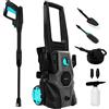 Cecotec Idropulitrice ad alta pressione HydroBoost 1600 Car&Garden. 1600 W, casa, giardino o auto, portata max 468 l/h, 135 bar di pressione max, pompa in alluminio, raggio d'azione 14m multicolore