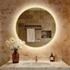 S'AFIELINA Specchio Bagno con Luce rotondo Ø 70 × 3 cm (P), Cornice D'oro, Touch, Dimmerabile, Antifog, Orologio, Temperatura, Funzione Memoria, Specchio Bagno Retroilluminato, HD Vetro Temperato