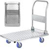MAGIC SELECT Carrello a piattaforma con ruote. Carriola pieghevole con carico di 250 kg. Carrello con piattaforma manuale, trasporto anticollisione per traslochi, magazzino. Acciaio al titanio.