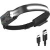 Diboniur Torcia Frontale,Lampada Frontale con 8 Modalità di Illuminazione,340° Angolo Ampio Torcia Frontale LED Ricaricabile con Sensore Movimento,IPX4 Impermeabile Torcia da Testa per Campeggio,Corsa