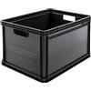 keeeper Robusta Cassetta da Trasporto, Resistente agli Acidi e Adatta per Alimenti, 60 x 40 x 32 cm, 64 L, Robert, Grigio Grafite, 3 Pezzi, 3 x 64 l