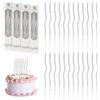 URAQT Metallico Candeline, 24 Pz Torta Compleanno ondulate Sottile Candele con Supporti, Candele Compleanno Candeline Torta Decorazioni per Feste, Accessori per Feste(Argento)