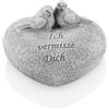 COM-FOUR® cuore decorativo per tomba, pietra commemorativa a forma di cuore con uccelli e iscrizione, decorazione per tomba resistente alle intemperie