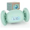 CLOCKY Sveglia Rumorosa per chi ha il Sonno Pesante Dormiglioni Sordi Ruote Sveglia Digitale da Comodino per Dormienti Rumorissima Adulti Bambini che Scappa Cammina Regali Divertenti (Menta)