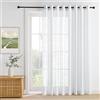 PONY DANCE Tenda Bianca Soggiorno Effetto Lino Semitrasparenti Tende Camera da Letto Moderna Curtain Divisoria per Interni con Anelli 1 Pezzo L 300 x A 220 CM