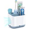 toprance Portaspazzolino da denti per famiglia, multifunzione, bianco, con fori di scarico, rimovibile, portaspazzolino da denti e dentifricio