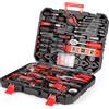 TLGREEN Cassetta degli attrezzi riempita, 198 pezzi, set di attrezzi per la casa, con cricchetto, cacciavite universale, rosso
