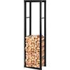 Laneetal Legnaia per Esterno e Interno, Portalegna da Interno 150x40x25cm, Porta Legna Accanto al Camino, Scaffale in Metallo per Legna da Ardere, Nero