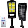 MAKA change your life quality MAKA Lampione con Pannello Solare 18W 30W 60W Monocristallino Led Esterno Telecomando Leds Impermeabile Fotovoltaico Ip66 Faro Luce Fredda 6500K 9 Ore Autonomia Sensore Crepuscolare Stradale (18W)