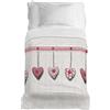 PENSIERI DELICATI Copriletto 170 x 280 cm, Telo Singolo 100% Cotone Pique, Ideale Come Telo Arredo, Coperta Salva Letto 1 Piazza, Fantasia Cuore Appeso Rosso, 100% Made in Italy