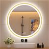 STARLEAD 80cm Oro Specchio-Rotondo-Bagno-con-Luce e Bluetooth, Specchiera-Bagno-LED con Antifog, Dimmerabile, 3 Colori Luce, Memoria, HD Vetro Temperato, IP44, Cornice non Metallica