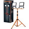 OSRAM Faro da lavoro LED con treppiede, 2x50W, 9000lm, 4000K bianco freddo, altezza regolabile fino a 1,8m, IP65