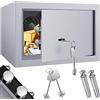 KESSER® Cassaforte per mobili con doppia serratura, cassaforte da parete, cassaforte da parete, 30 x 20 x 20 cm, con 2 chiavi e viti di fissaggio, argento