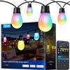 Govee Catena Luminosa Esterno, 15M Lampadine LED RGBIC Bianco Caldo, Controllo APP WiFi con Alexa Luci da Esterno, IP66 Impermeabile, 111 Modalità di Scena, Adatto per Giardino, Balcone, Gazebo
