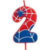 OH YEAH - Candeline a Numero 2 Ragni per Torte - Numeri da 0 a 9-6 cm - Perfette per Torte per Bambini - Colore Rosso e Blu con Ragnatele e Ragno - Candela Compleanno Bambini - Festa a Tema Ragni