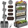 tectake® giardino verticale, fioriera da esterno in legno, orto verticale, giardino verticale, per erbe aromatiche, fiori, verdure, fioriera da balcone, porta piante85 x 45 x 140 cm - Grigio