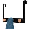 Amig - Appendiabiti per Radiatore da Bagno - Portasciugamani Nero con Ganci in Bambù - Appendino senza Fori - Design Moderno e Minimalista