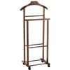 PALUPLUS Appendiabiti Doppio da Camera in Legno di Faggio SCURO, Misura 43x33x105 cm, Servo Muto con 4 Ruote, 2 posti per giacche, pantaloni, camicie, Made in Italy -258F