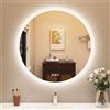 STARLEAD Specchio-Bagno-con-Luce e Bluetooth 80cm, Specchio-Rotondo-Bagno-LED con Antifog, Dimmerabile, 3 Colori Luce, Memoria, IP44, HD Vetro Temperato