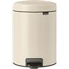 Brabantia - NewIcon Pattumiera a Pedale 5L - Piccolo Cestino per Bagno - Coperchio con Chiusura Soft-Touch - Funzionamento Agevole a Pedale - Secchio Interno Rimovibile - Soft Beige - 21 x 27 x 29 cm