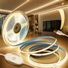 BRIMETI Strisca LED COB USB 2M Autoadesivo Tubo LED Bianco Caldo 3000K 5V, 320LEDs/M Strisce LED Dimmerabili Larghezza 8mm Retroilluminazione TV, Nastro Luci Flessibile, per Cucina, Camera da Letto